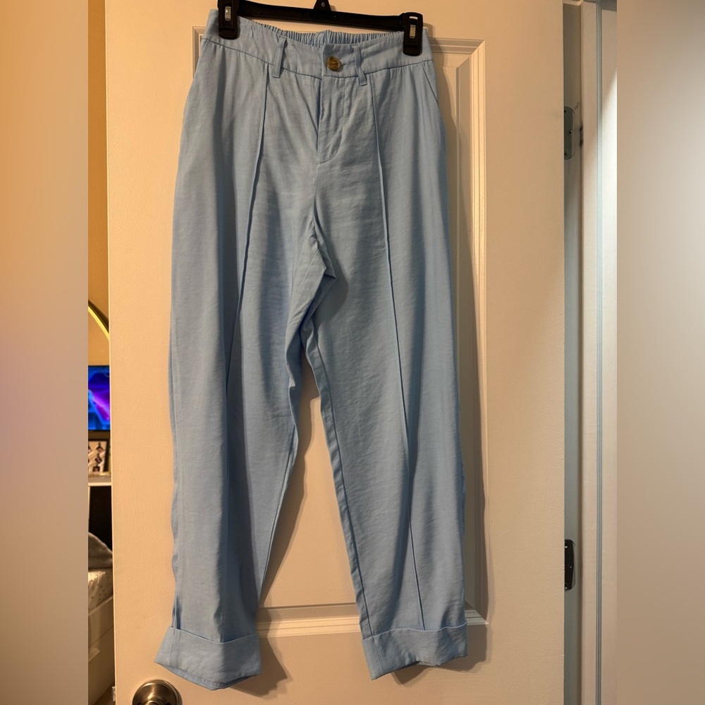 Blue Linen Like Pants